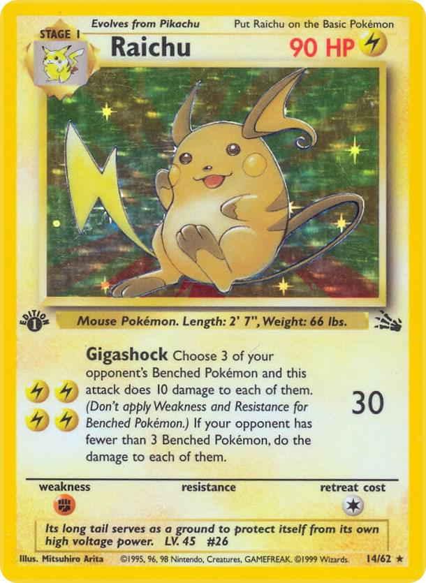 Raichu [1st Edition] #14 Pokemon Fossil - PSA 7