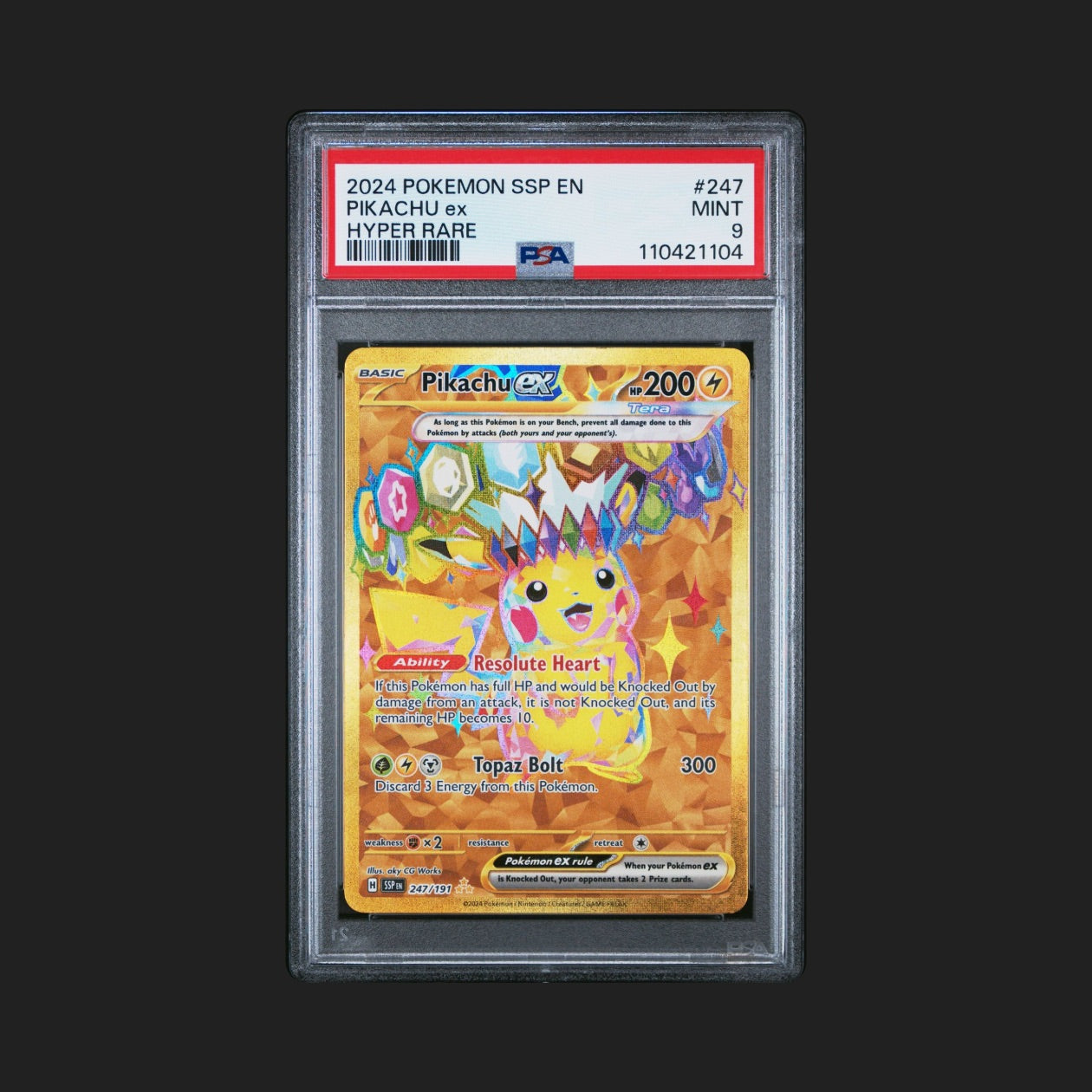 Pikachu ex - 247/191 - SV08: Surging Sparks (SSP) - PSA 9