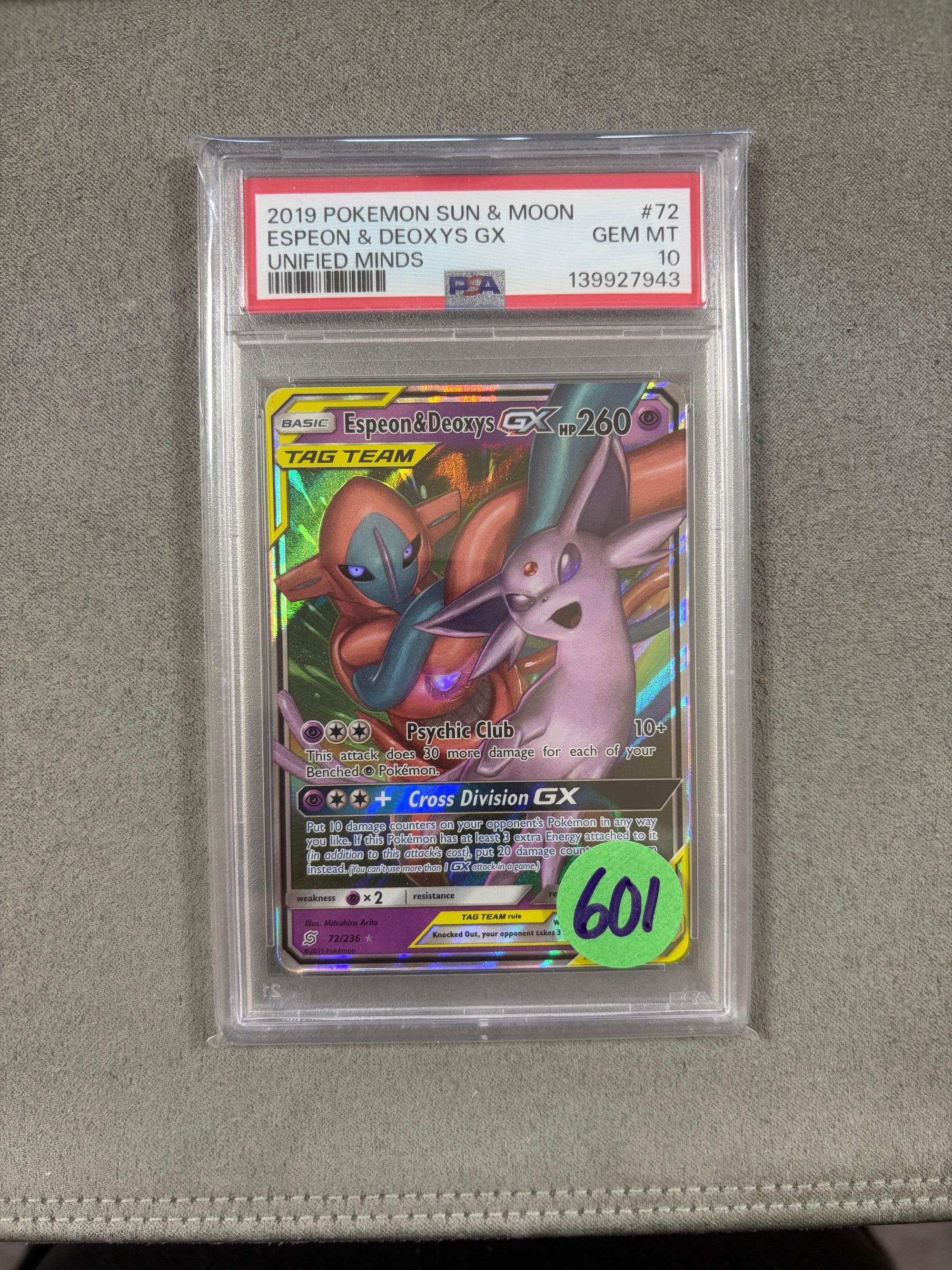 Espeon & Deoxys GX - SM - Unified Minds (SM11) - PSA 10